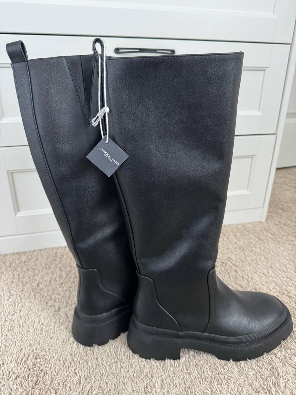 American Eagle Outfitters Black Over-the-Knee Chunky Sole Boots